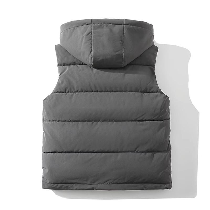 Autumn Winter Outdoors Vests Men's Cotton-Padded Warm Hooded Waistcoat Men