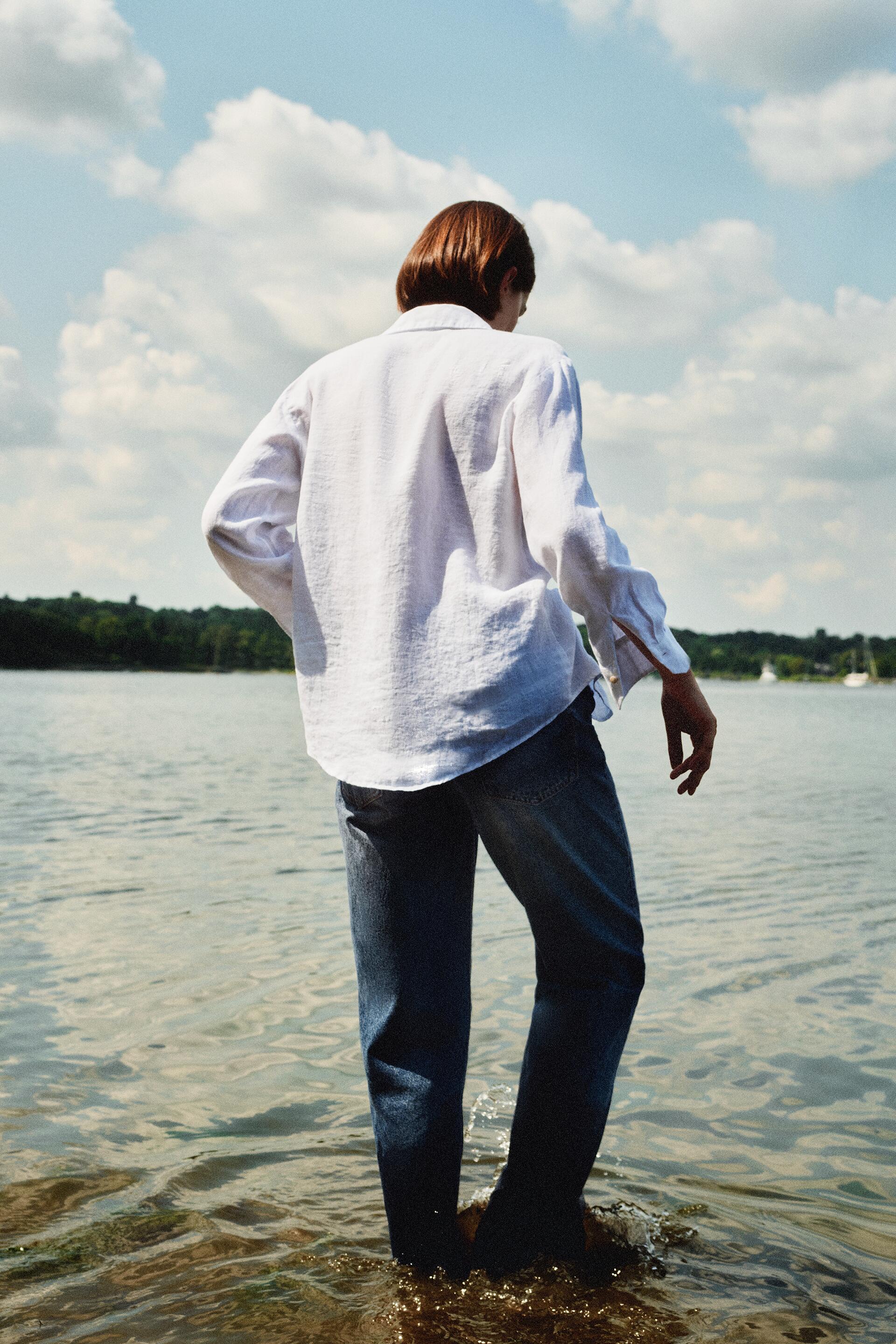 

LACE TRIM LINEN SHIRT