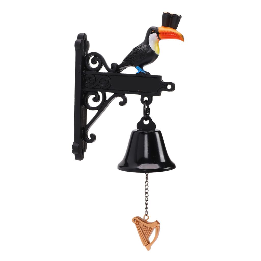 Vintage Wall Bell Rustic Wall Mounted Door Bell for Pub Front Door Garden Outdoor Hanging Decor Seagull Black Gold