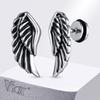Vnox Gothic Devil Wing Stud Earrings, Angel Feather Piercing Ear Jewelry, Mens Boys Vintage Brincos