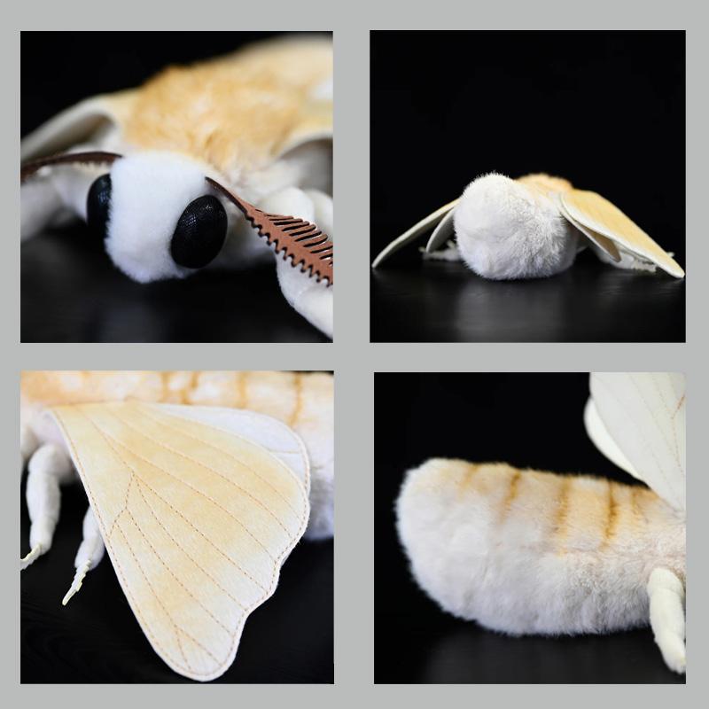 Soft Silkworm Moth Plush Toy Cute Simulated Insect Animal Exquisite Fuzzy Winged Bug Decorative Ornament Kids Gift Home Decor