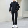 Li-Ning New Era Jednobarevný Zipový Stojáček Ležérní Svetr Tepláky Mikina Set Unisex Set Černá AWET033-1