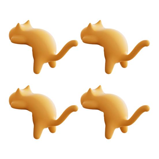4Pcs Desk Edge Cat Cat Shape Hangers No-Drill Adhesive Table Edge Hooks Cute Backpack Hook Holds