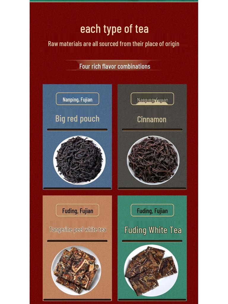 Da Hong Pao & Rou Gui Oolong Tea Gift Box with Chen Pi and Fuding White Tea