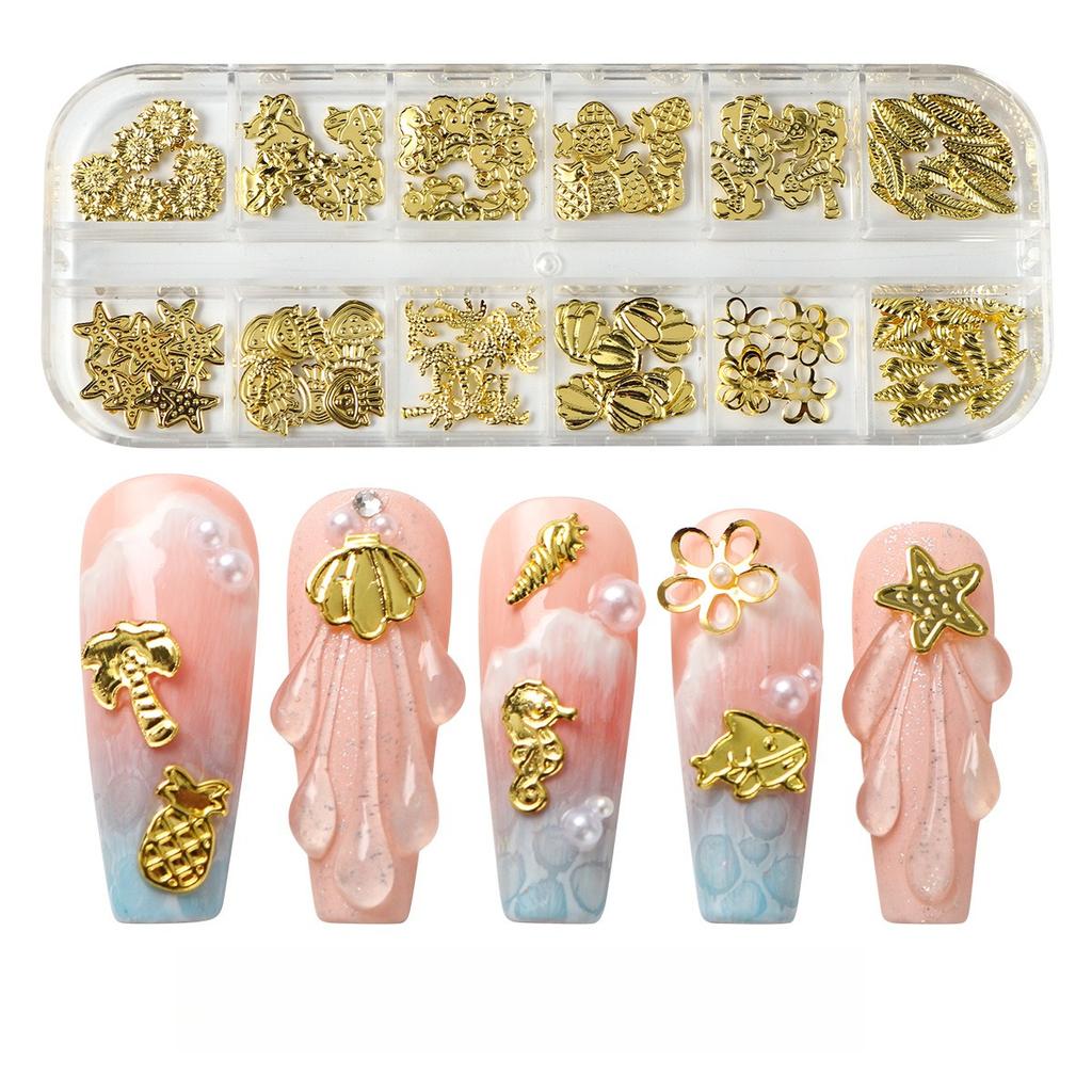 New Nail Art 12-panel Jewelry Summer Ocean Coconut Tree Pineapple Starfish Metal Jewelry