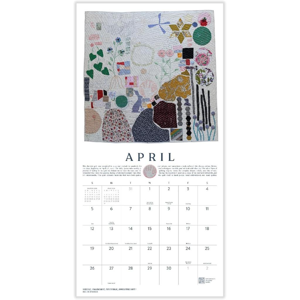 Marble City Press Modern Quilts Calendar 2026 | 12" x 24" Fiber Arts Calendar 12 Month Maker Improv Quilting Patterns, Heidi Parkes, Sewing and