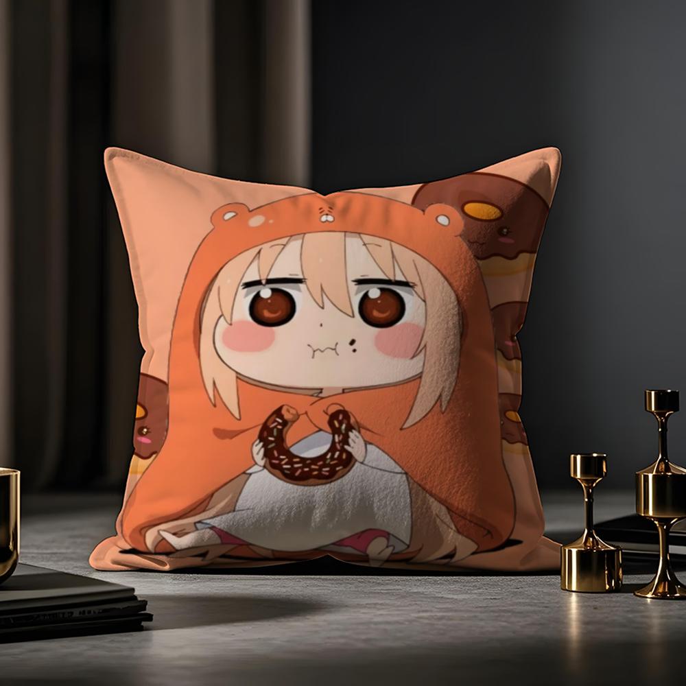 Umaru Doma Anime Cushion Cover Anti-dustmite Pillowcase Invisible Zipper Silky Short Plush Sofa Cushion Cover