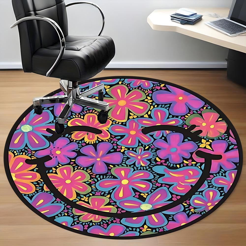 1pc Flower Mandala Pattern Carpet for Office Non-Slip, Round Carpet, Soft & Comfortable, Carpet for Office, Round Floor Mat yy251225158