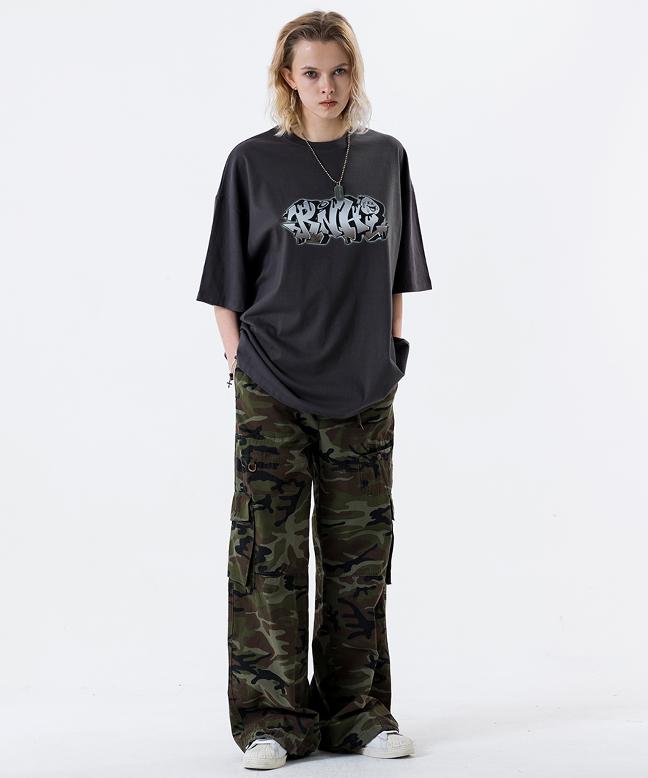 Leoninghai [Dasol X Runninghigh] Rnhi Graffiti H/S T-Shirt [Charcoal]