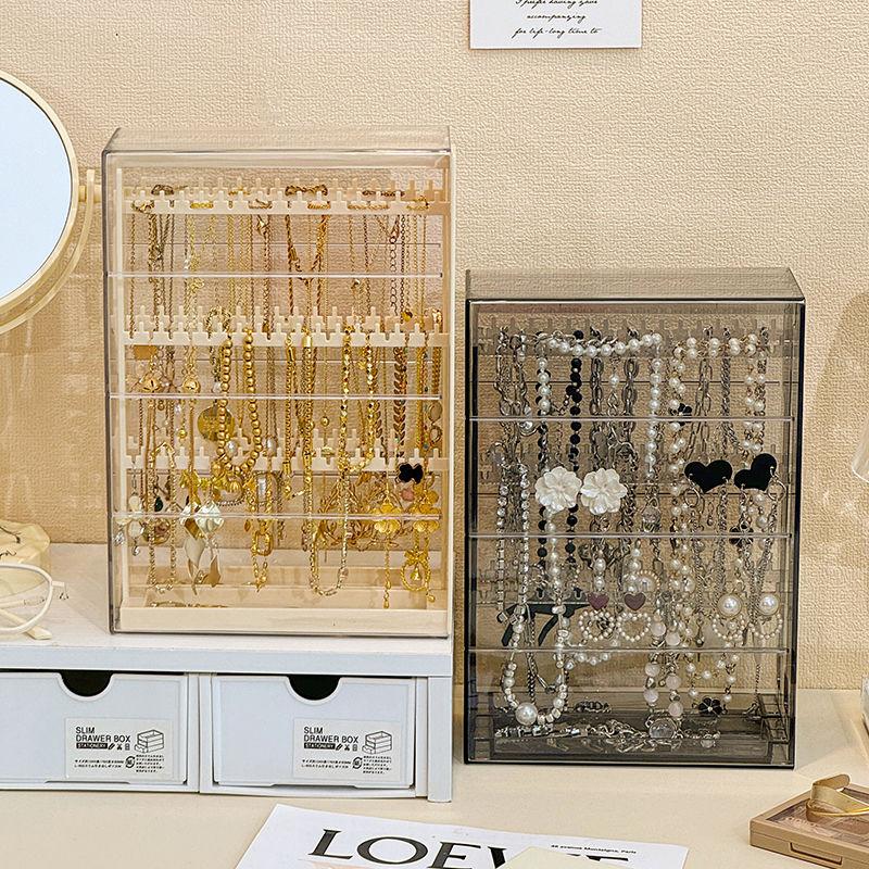 Acrylic Necklaces Holder and Jewelry Organizer,Dustproof Jewelry Stand Rack Display Classic for Earring Bracelet Earrings Ring