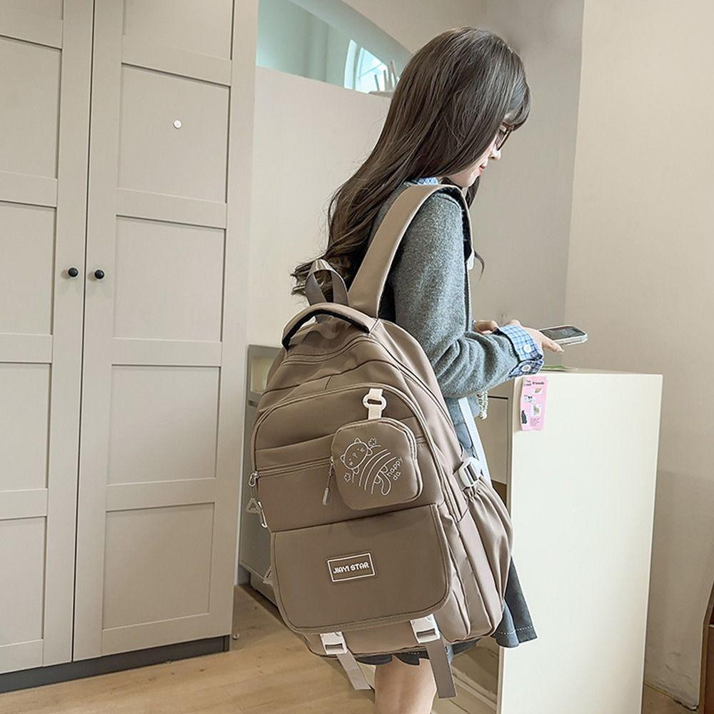 New Portable Backpack Large Capacity With Wallet School Bag Lightweight Casual Shoulder Bag