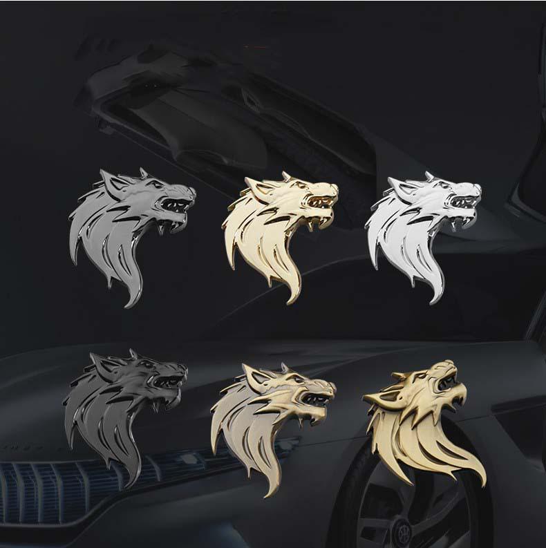Wolfskopf Metall-Emblem Autoaufkleber - Kratzschutz & Logo-Modifikation.