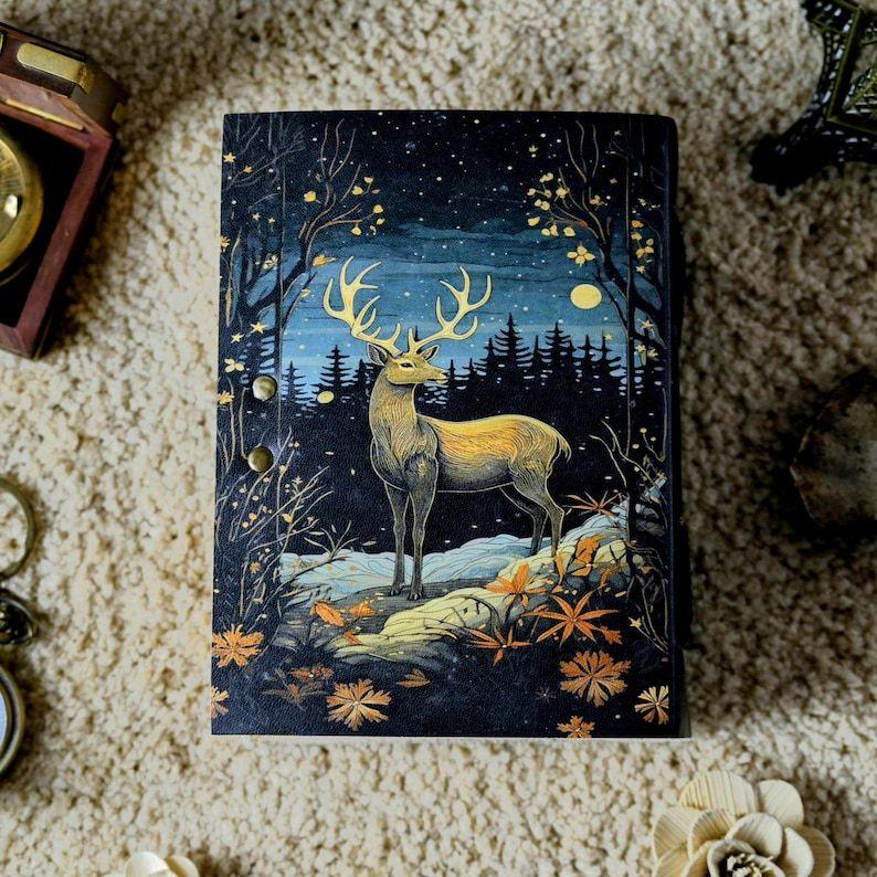 Deer Leather Journal: Handmade Grimoire, Spell Book, Book of Shadows