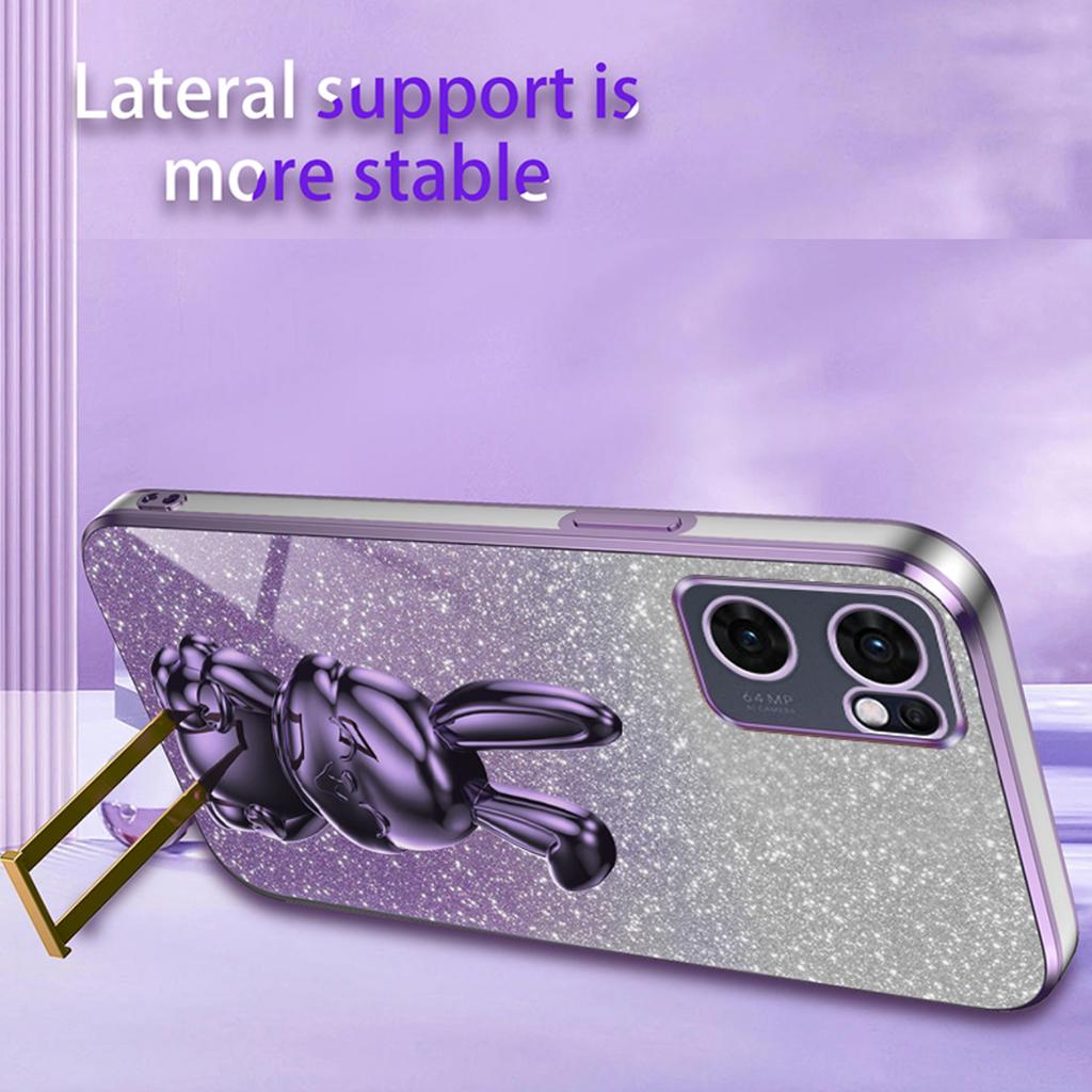 For Oppo Reno7 5G (Global) Case Electroplating PC+TPU Phone Cover with Pull-out Kickstand