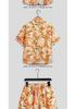 Harajuku Sanya Summer Men's Hawaiian Beach Set: Ice Silk Floral Shirt & Shorts