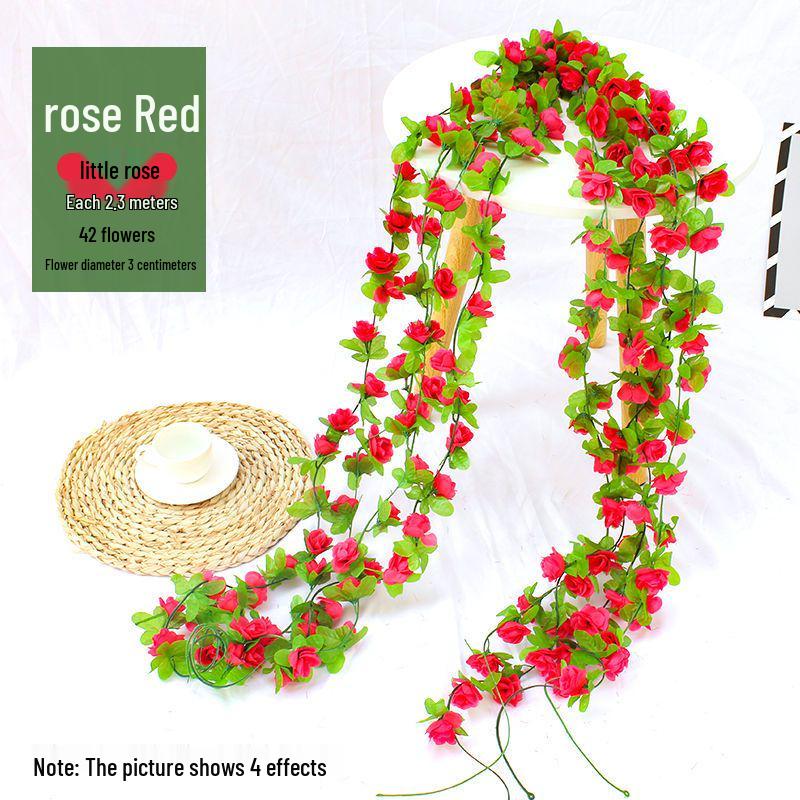Artificial Rose Vine Garland for Air Conditioning Pipe Decoration