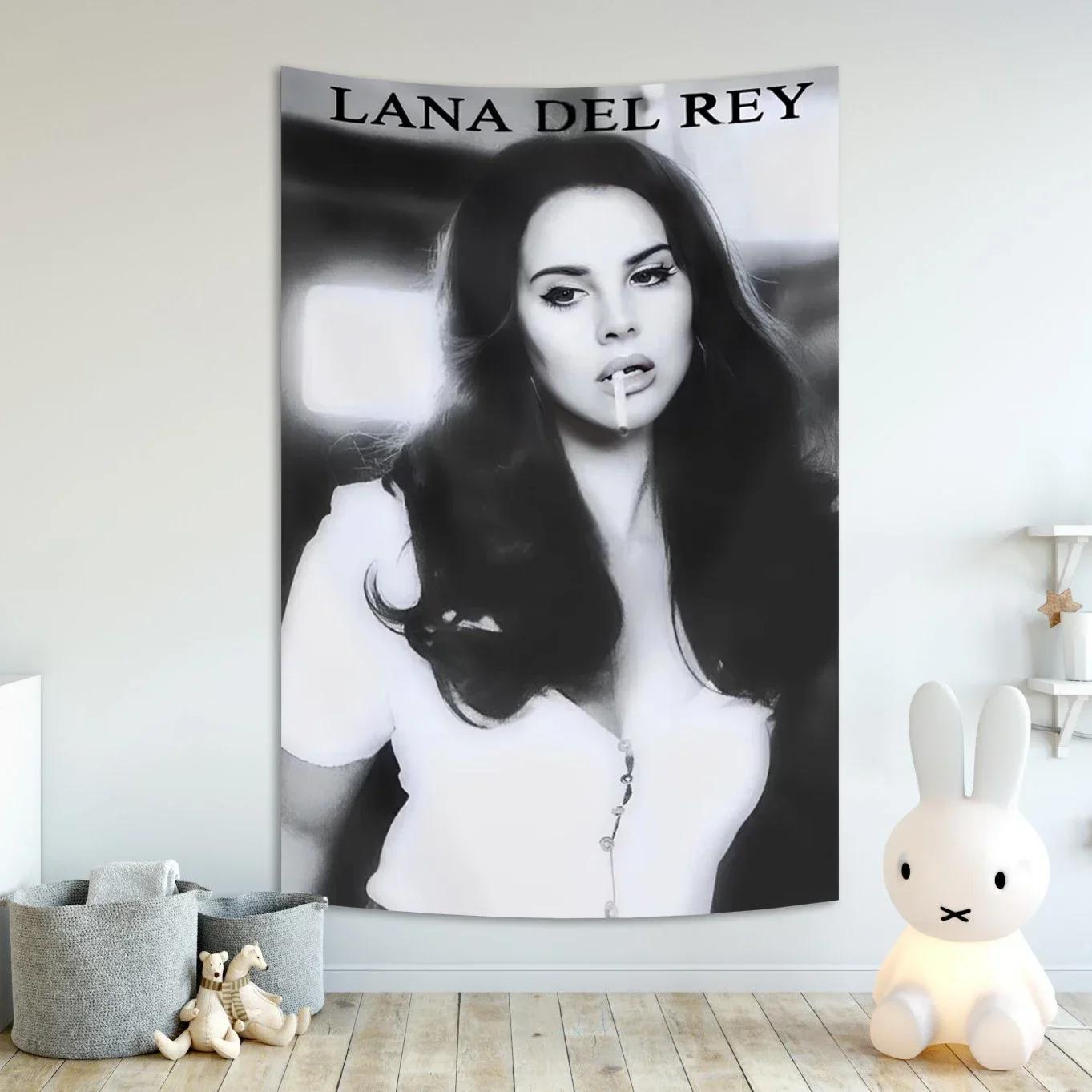 

VIKAMA Поліестер Банер-гобелен Lana Del Rey Американська поп-зірка Настінний декор Зовнішній Внутрішній підвіс для дому гуртожитку 150x100cm(60x40in)