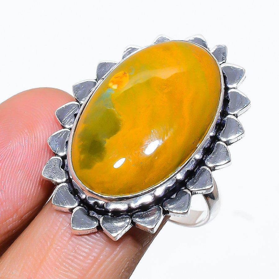 Ocean Jasper Gemstone Handmade 925 Sterling Silver Jewelry Ring Size 10 SU-8975