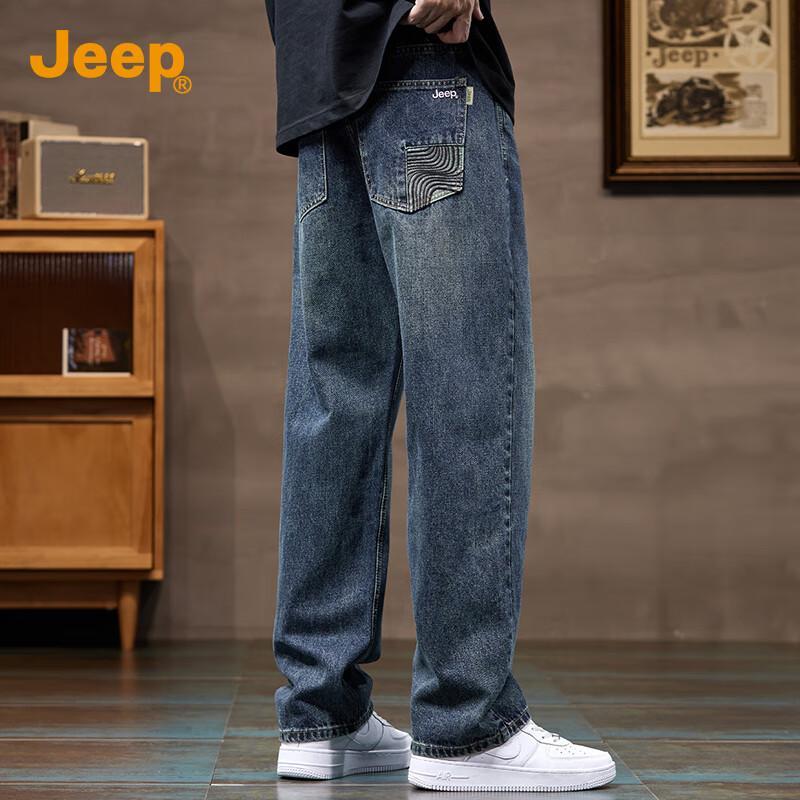 Jeep Men's American Retro Loose Straight Leg Jeans