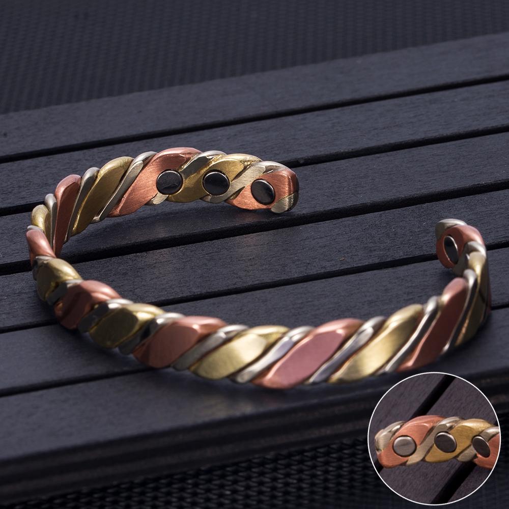 Braccialetti in Rame Intrecciato Vinterly per Donna Colore Oro Rosa Salute Energia Rame Magnetico Braccialetti a Bracciale Regolabili & Bangles