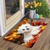 Cute puppy pattern non-slip welcome carpet lying on the autumn maple leaves