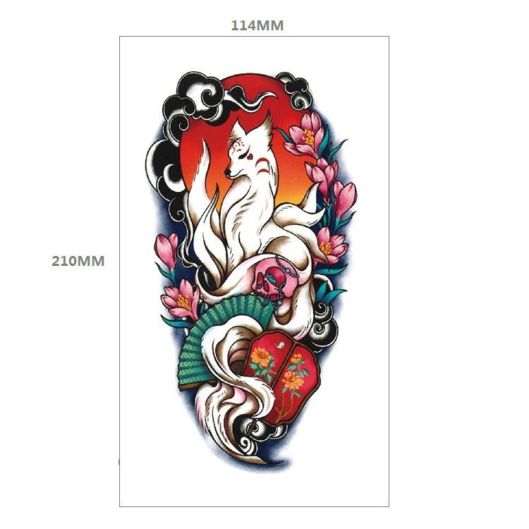 Red Rose Flower Arm Half Arm Tattoo Sticker Owl Hourglass Geometry Water Transfer Set Sticker