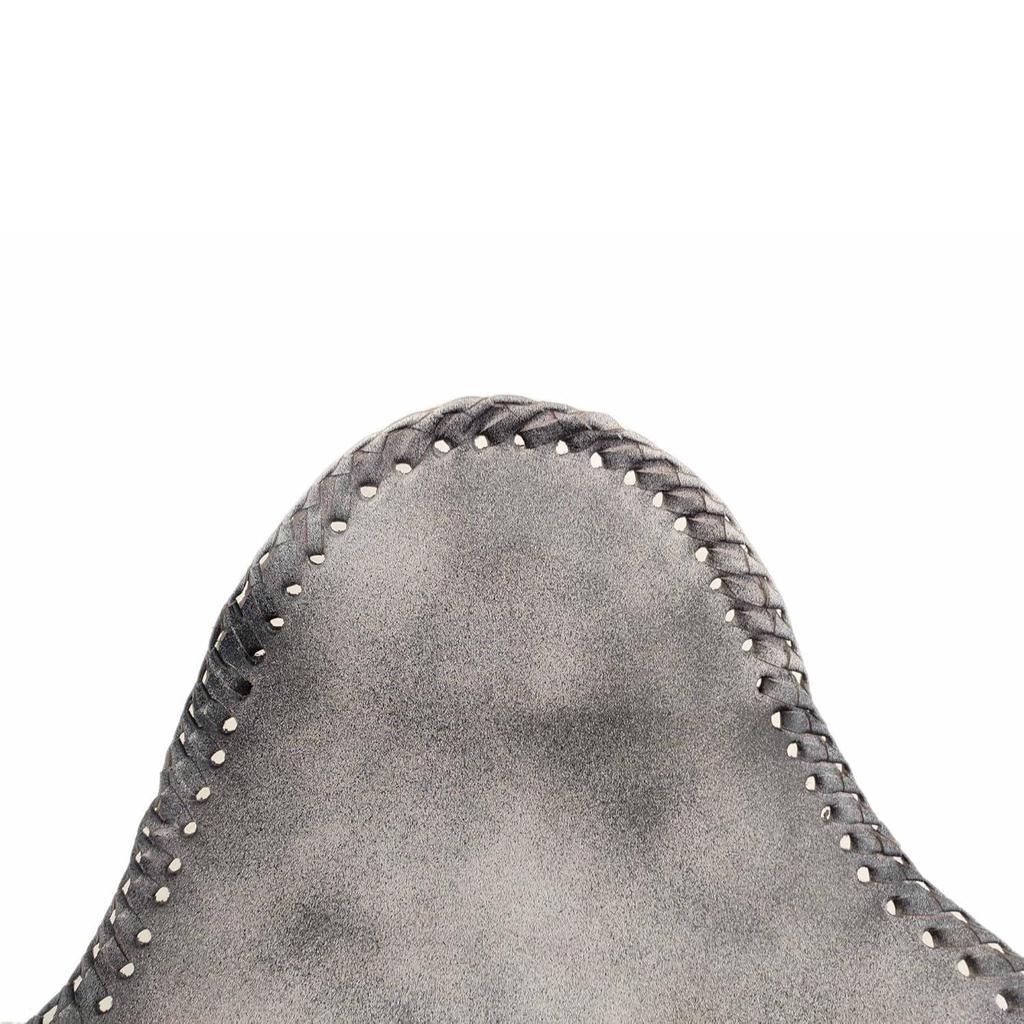 Skládací kancelářská a domácí stylová šedá kožená motýlí židle - Pohodlná opěrka rukou Relaxační motýlí židle - s černým práškově lakovaným železným stojanem