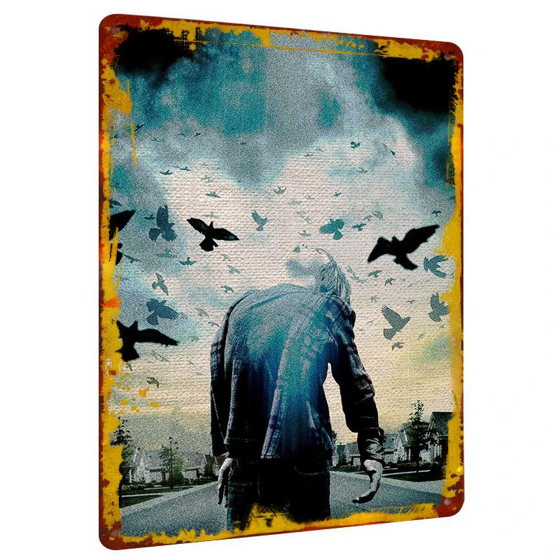 

Mysterious Silhouette and Flying Birds Metal Iron Painting Modern Art Custom Wall Decor for Home 20x30cm（7.8x11.8inch）