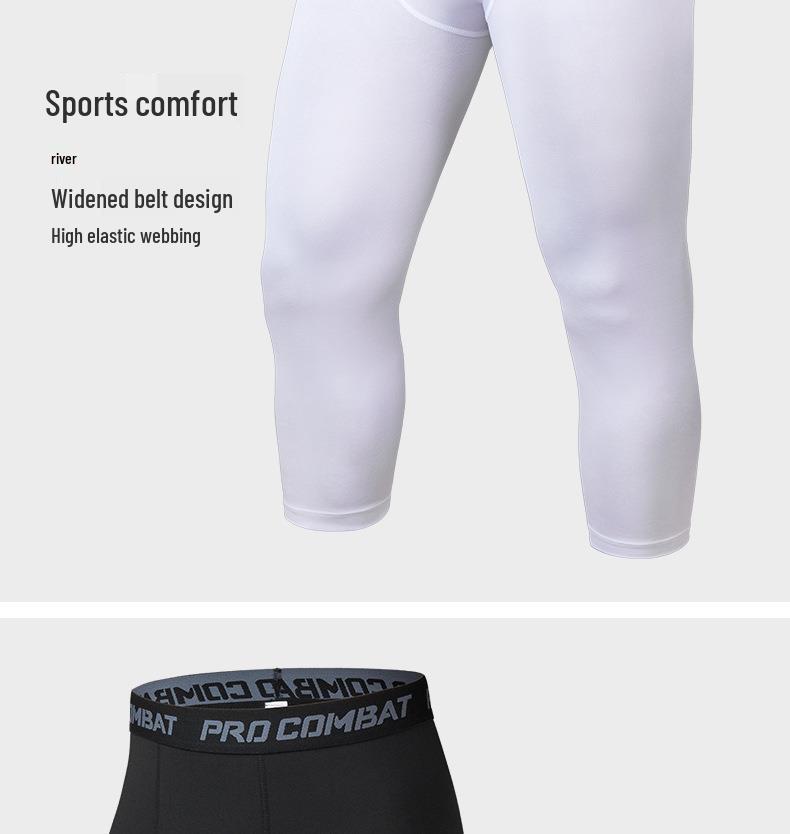 Men's Sports Compression Tights: Quick-Dry, High-Elastic 7/8 Leggings for Running, Basketball, and Cycling.