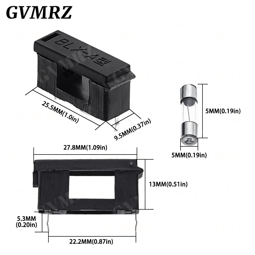 10PCS/lot BLX-A 5*20MM BLACK GLASS FUSE HOLDER 5*20 Insurance Tube Socket Fuseholder for 5X20MM 5X20 Fuse PCB BOARD