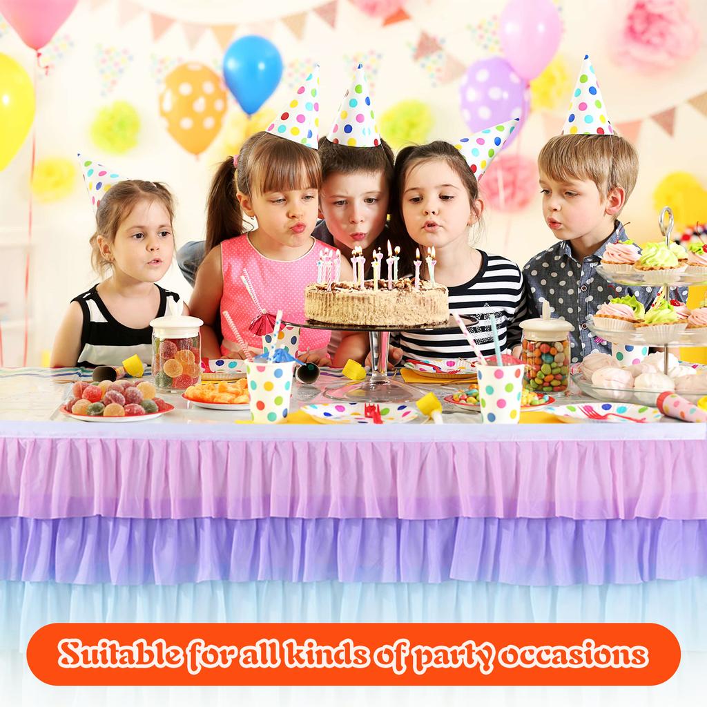 Pleated Table Skirt Birthday Party Table Decor Colorful Tablecloth for Rectangle Table Ruffle Table Cloth Xmas Wedding Decor