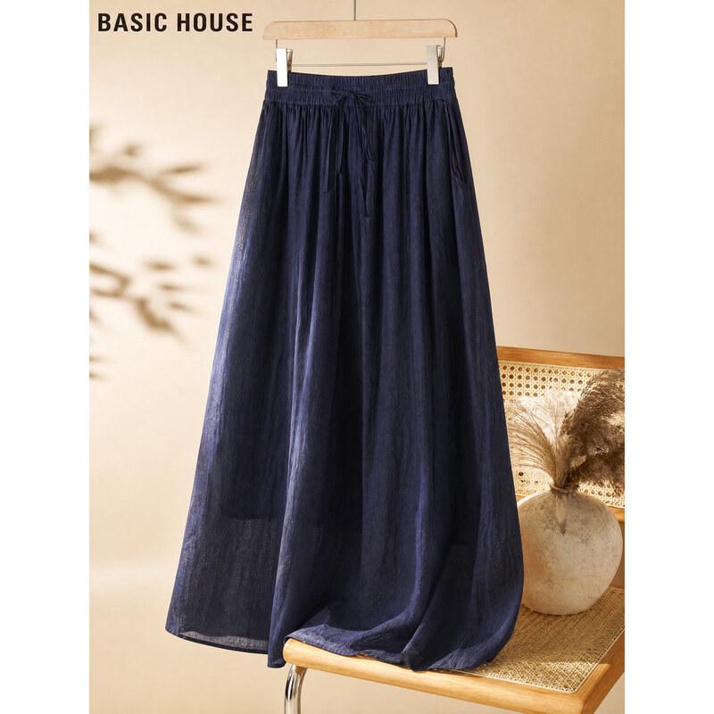 Basic House Women s 100% Ramie A-Line Midi Skirt M абрикосовый