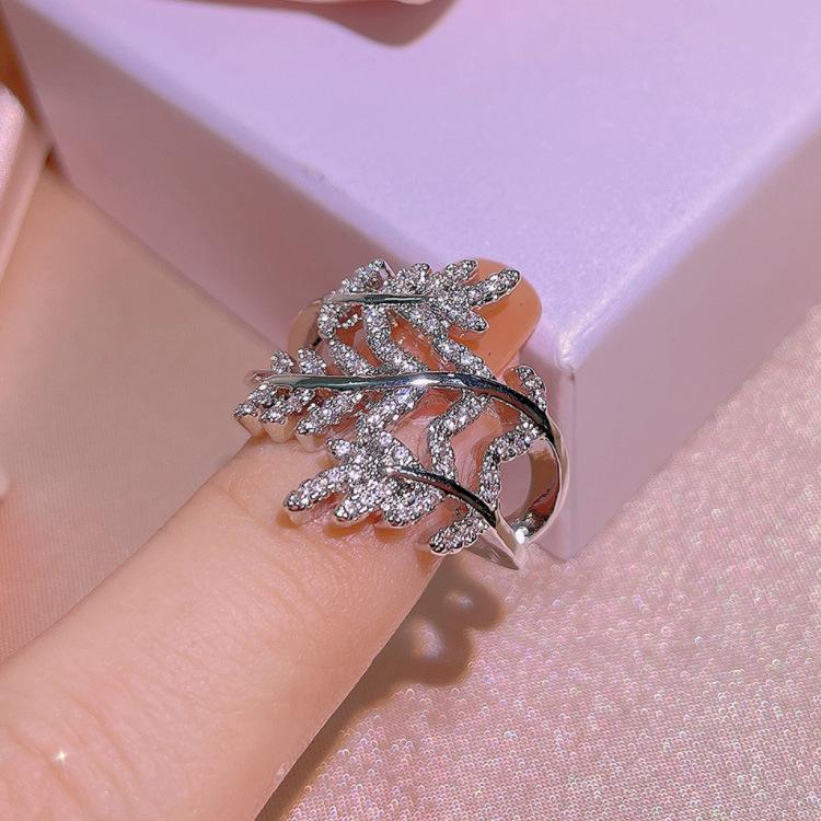 Plant Floral Shape Branch Leaf Female Ring Index Finger Ring