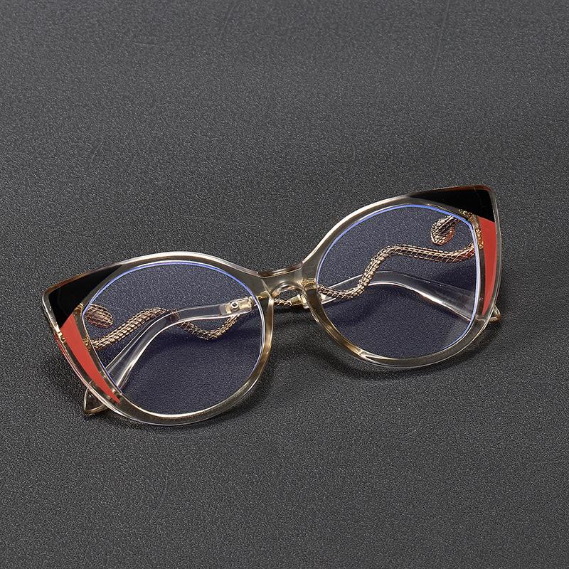 

Винтажные очки для чтения «кошачий глаз» со змеиным принтом для женщин, миопия, на заказ по рецепту, оптические линзы, защита от синего света, фотохромная оправа +2.5