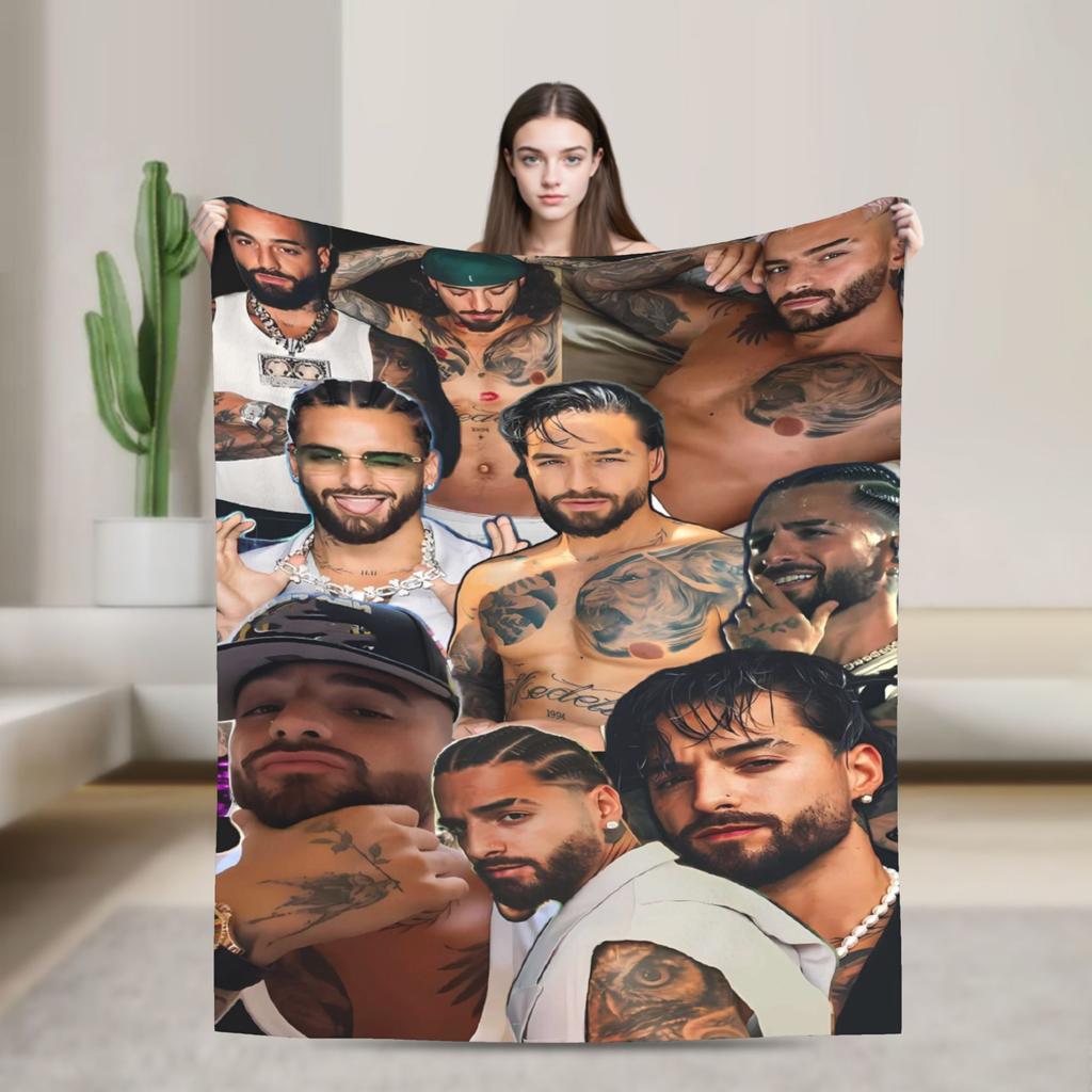 Soft Blanket Camping Maluma Rapper Printed Bedding Throws Flannel Bedspread For Couch Chair Graphic Sofa Bed Cover