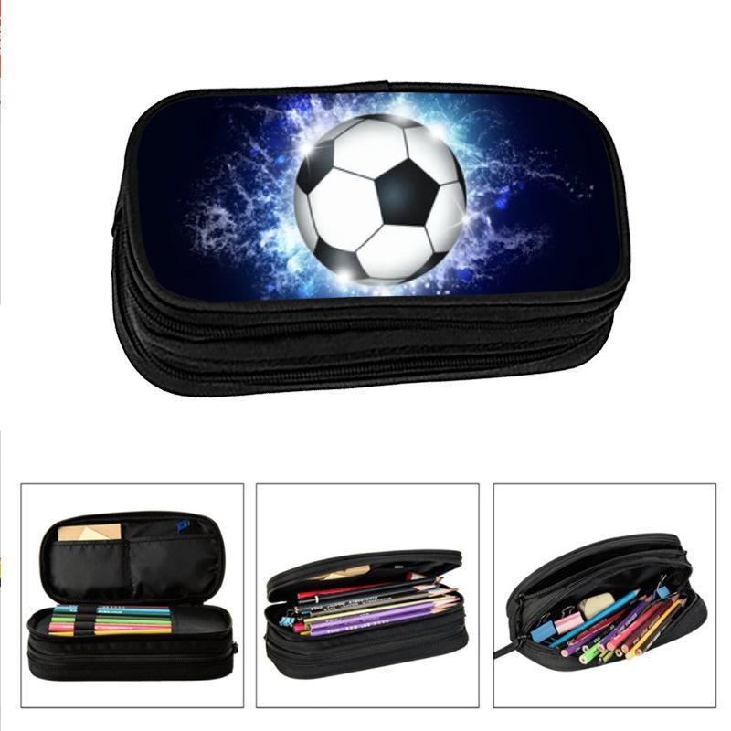 Trousse à Crayons Football Basketball Grande Capacité Multifonctionnelle Étudiants École Primaire Secondaire Fournitures Scolaires Trousse à Crayons Enfant Double Trousse à Crayons