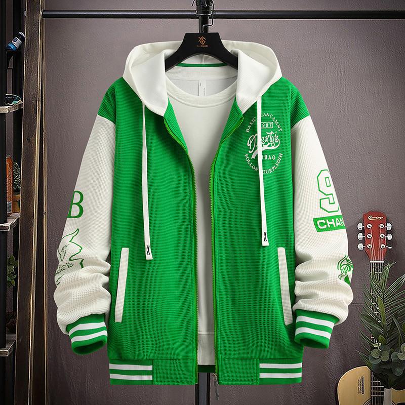Spring and Autumn Coat Men's Casual Loose Hooded Baseball Jacket