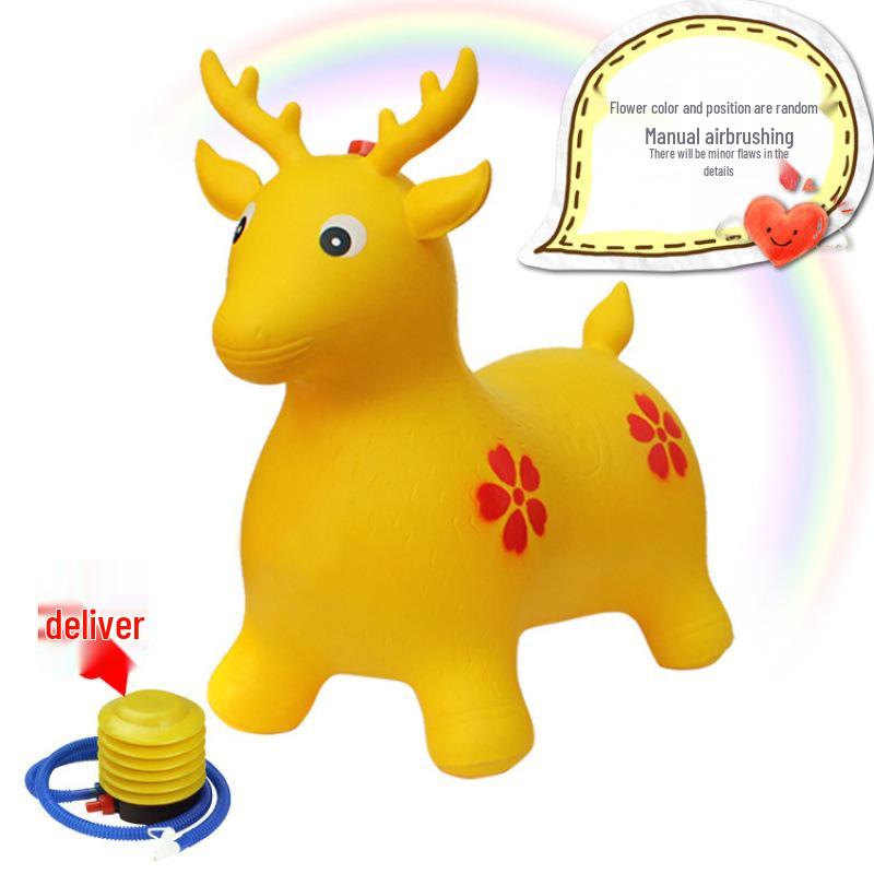 Children's Extra Large Inflatable Bouncy Horse Toy – Thick Stable Fawn Ride-On with Music and Cartoon Unicorn Design