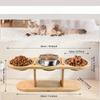 Cat Feeding Station Stainless Steel Elevated Cat Bowls With 15 Degree Tilted Wood Stand Raised Cat Food Bowls for Cats and Puppy