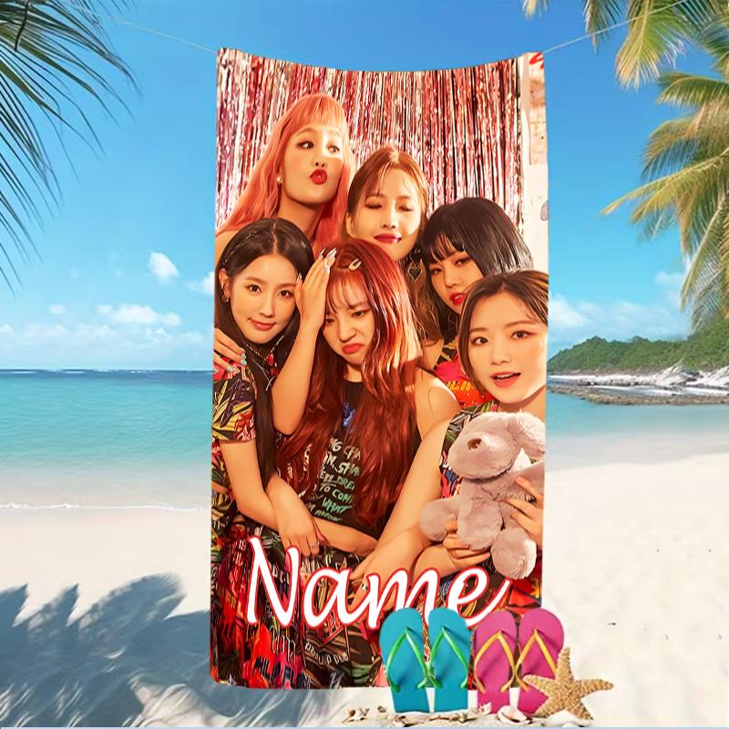 Customizable personalized beach towels (G)I-DLE themed designs.Suitable for the beach, yoga, sports;ideal as beach accessories