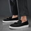 New Suede Loafers Casual Shoes Flock Brown Breathable Slip-On Tassels Spring Men Shoes Size 38-48 Zapatos De Hombre