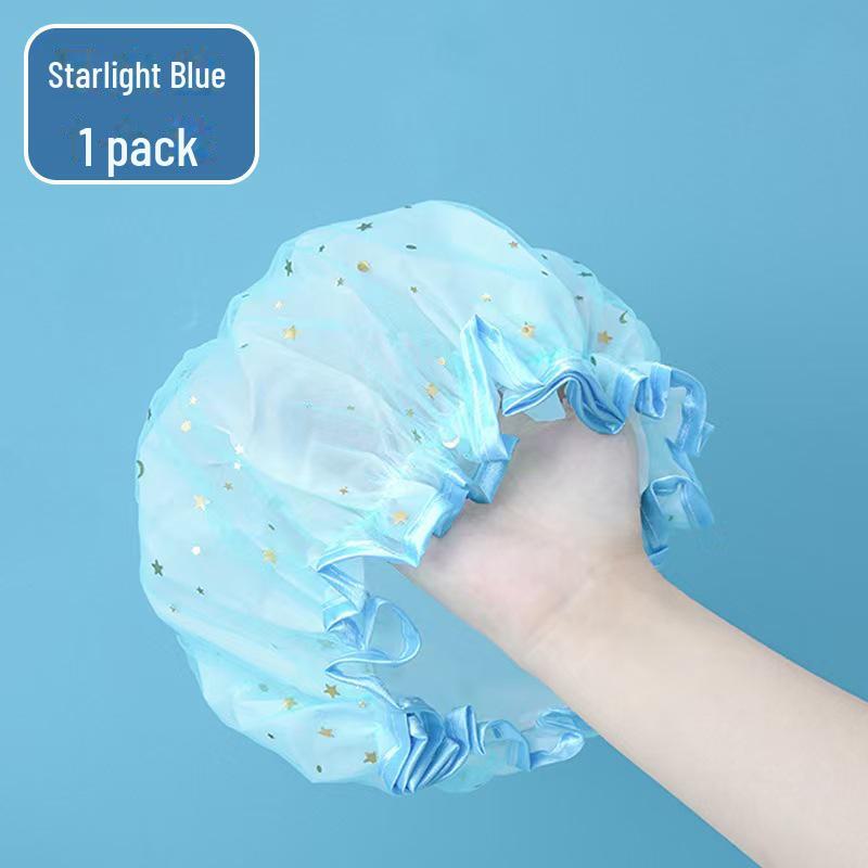 Waterproof Double-Layer Polyester Cotton Shower Cap for Women