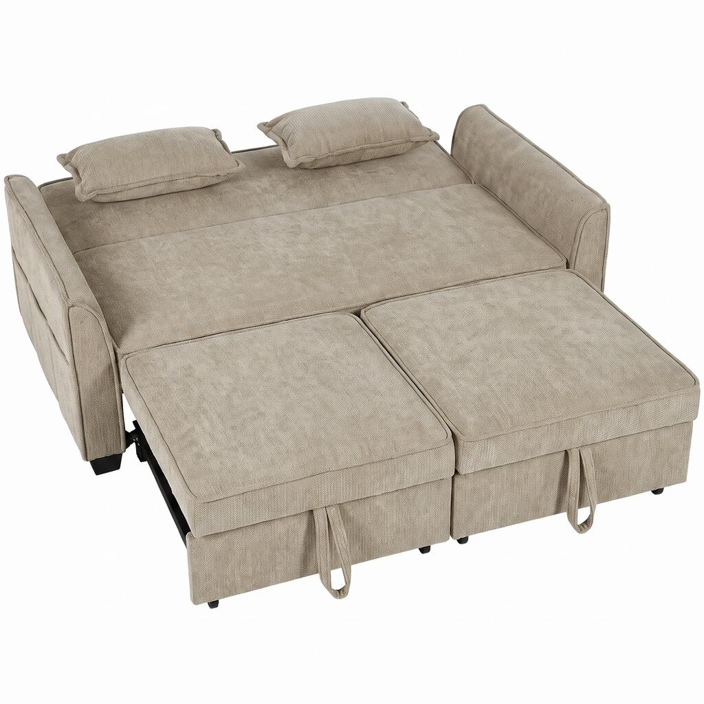 Convertible Sofa, 2-Seater, 4-in-1 Chenille Corner Sofa Bed, 167 cm, Adjustable Backrest, Brown