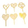 6Pcs Cake Topper Decorations Gold Heart Shaped for Cupcake Birthday Party Celebration Wedding Anniversary