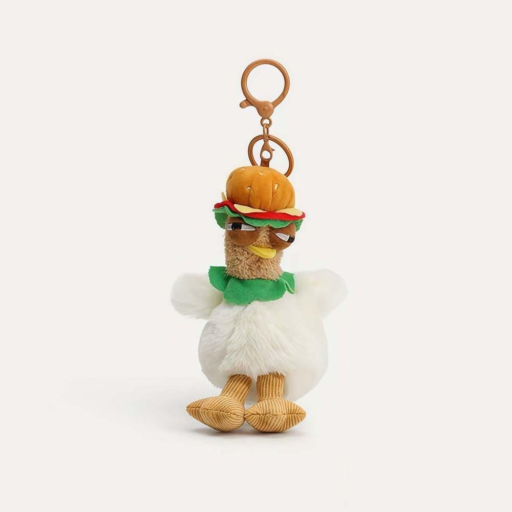 Doll Hamburger Hen Key Ring Simulation Gugu Animal Key Holder  Release Stress