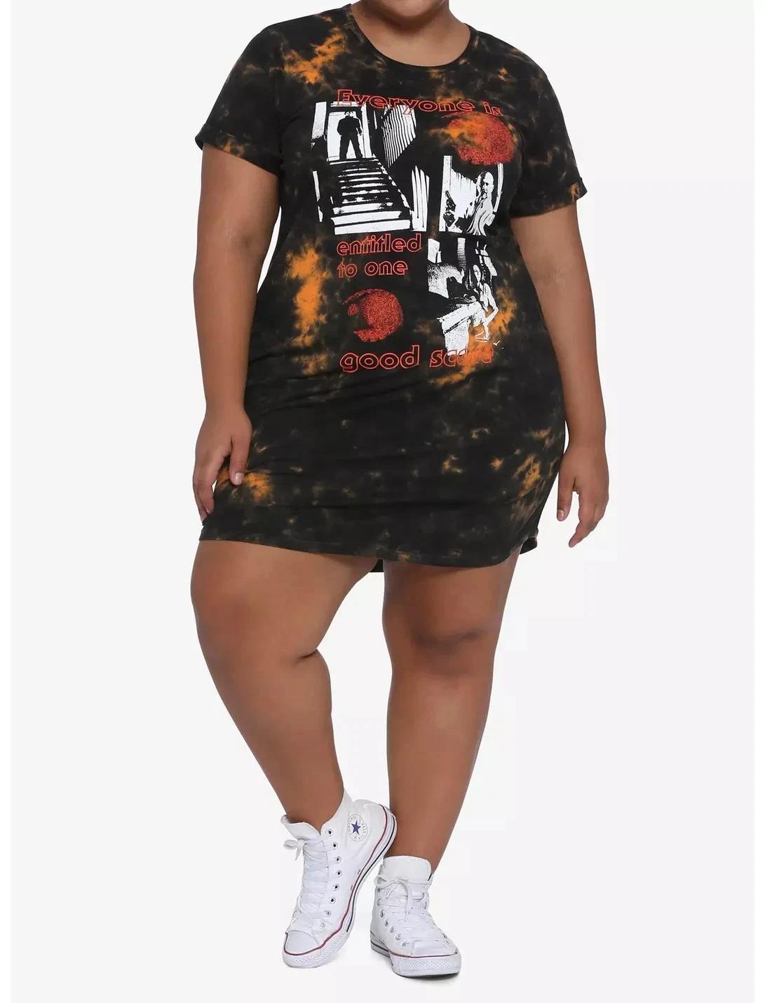 Halloween Michael Myers One Good Scare Tie-Dye T-Shirt Dress Plus Size NWT 0-5X M