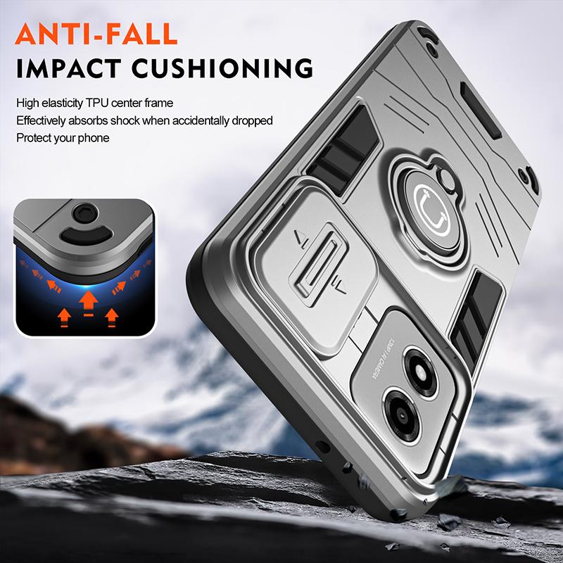 Moto E14 Slide Camera Lens Protector Armor Case For Motorola Moto E14 Magnetic Car Holder Phone Cover Coque MOTO E14 Phone Cases