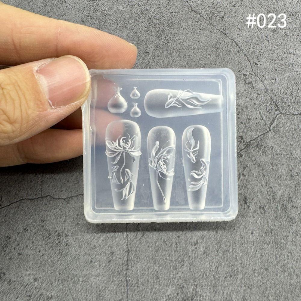 Transparent Nail Art Template with Box Silicone Template New Nailart Mold  Nail Decoration