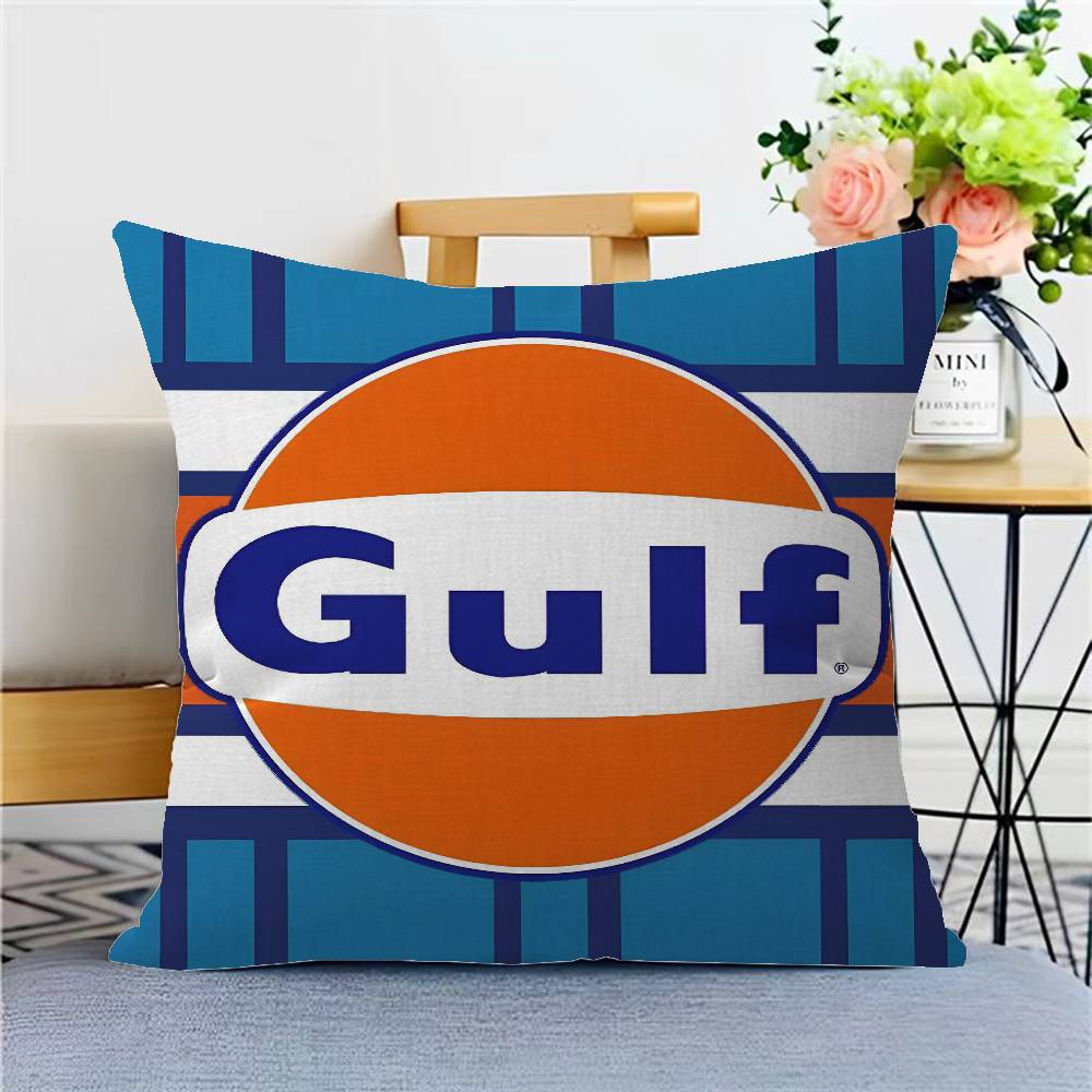 G-Gulf Racing Car Logo Pillow Covers Cartoon Sofa Decorative Home Double-sided Printing Short Plush Cute Cushion Cover