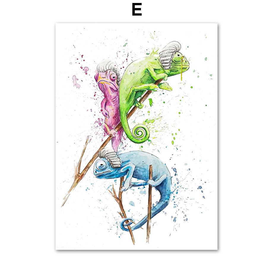 Watercolor Bear Rabbit Whale Dog Eagle Frog Wall Art Canvas Painting Nordic Posters And Prints Pictures For Living Room Decor